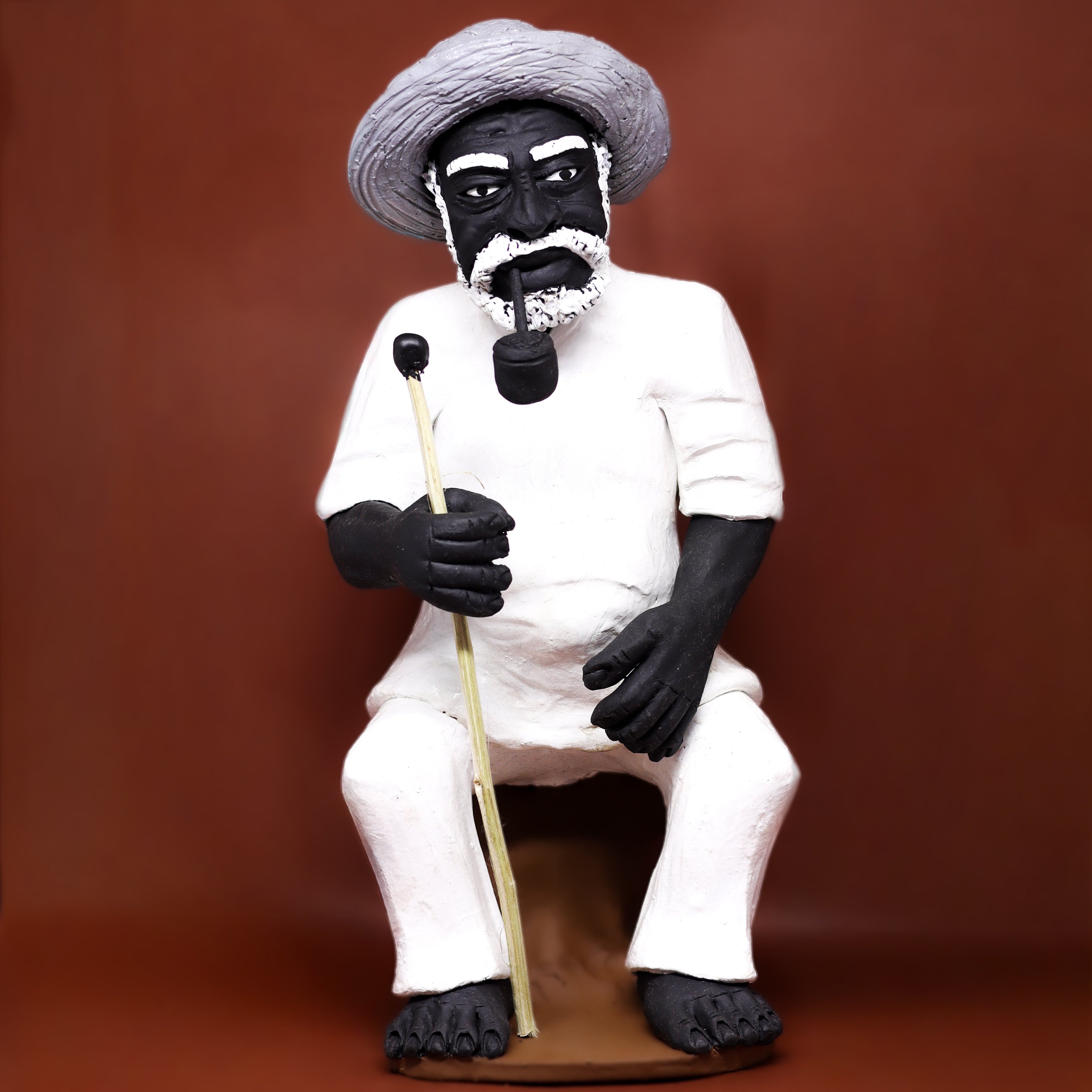 Imagem Preto Velho Sentado em Cerâmica 40 cm