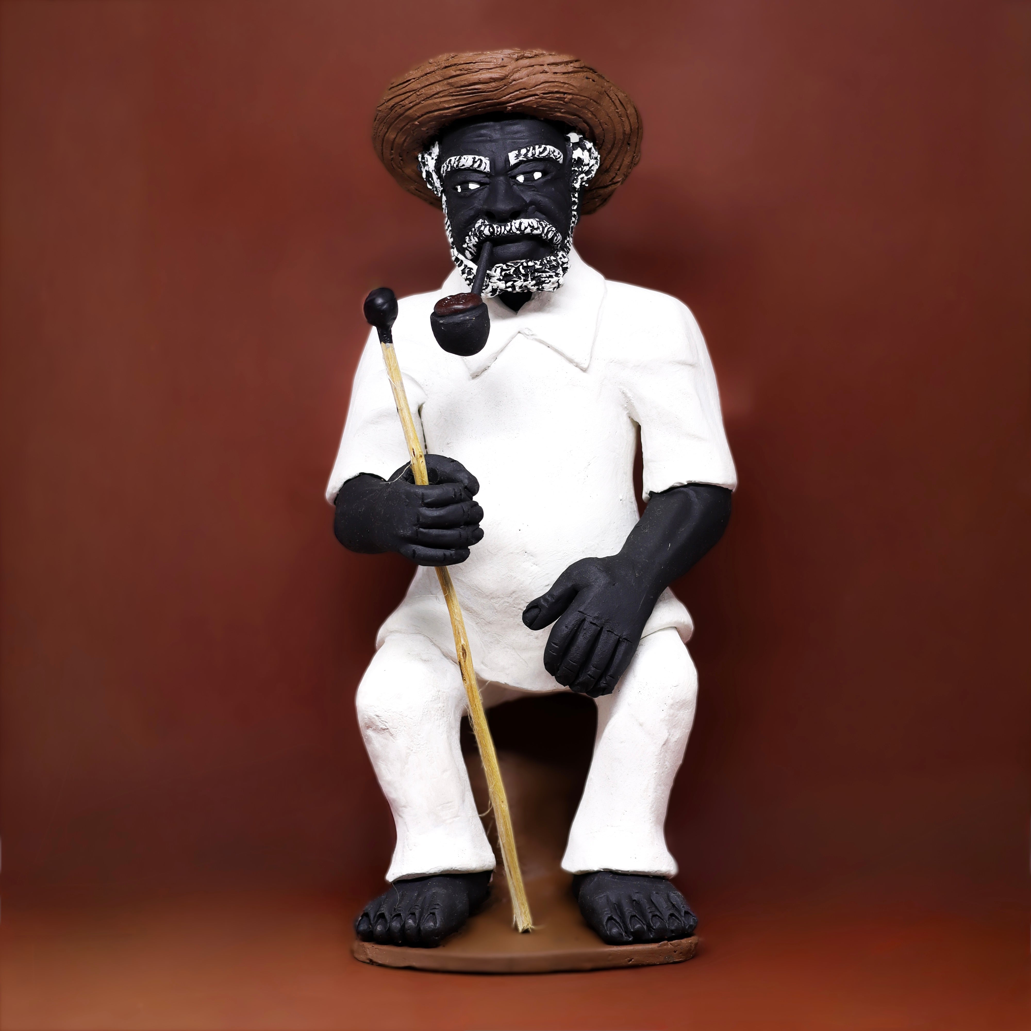 Imagem Preto Velho Sentado em Cerâmica 40 cm