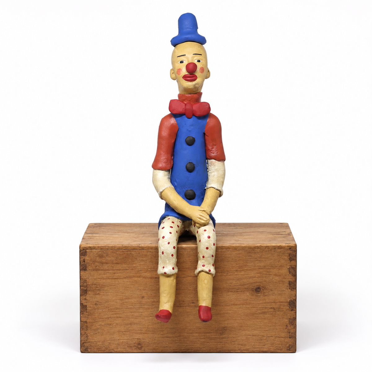 Escultura Palhaço Sentado em Cerâmica