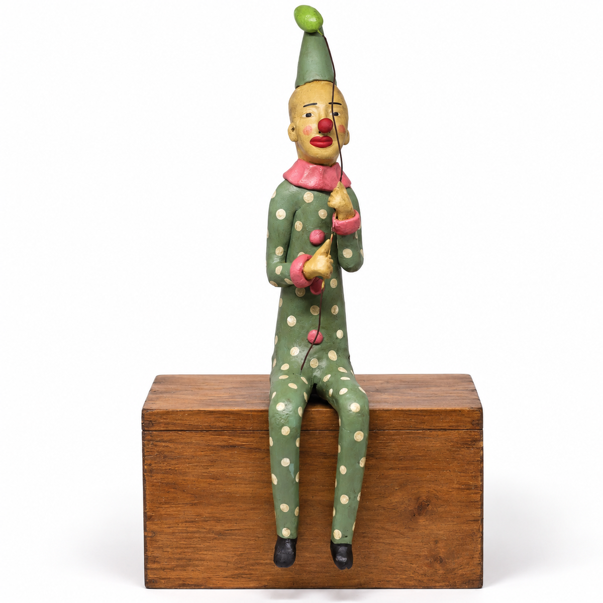 Escultura Palhaço Sentado em Cerâmica