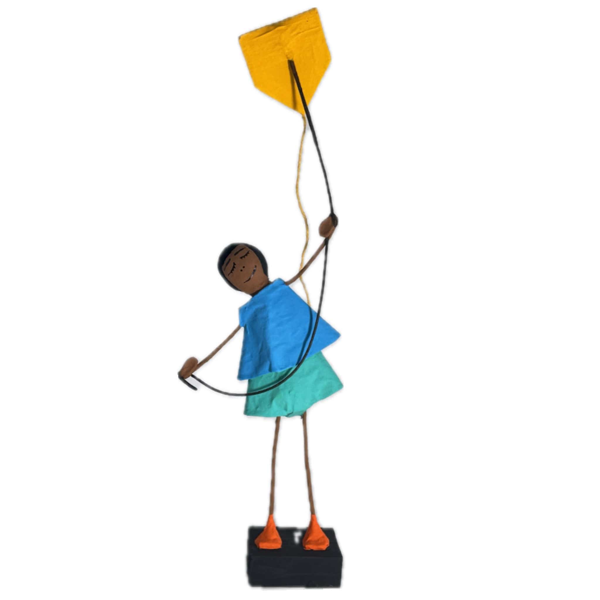 Escultura Brincadeira Infantil Empinando Pipa - Azul 07