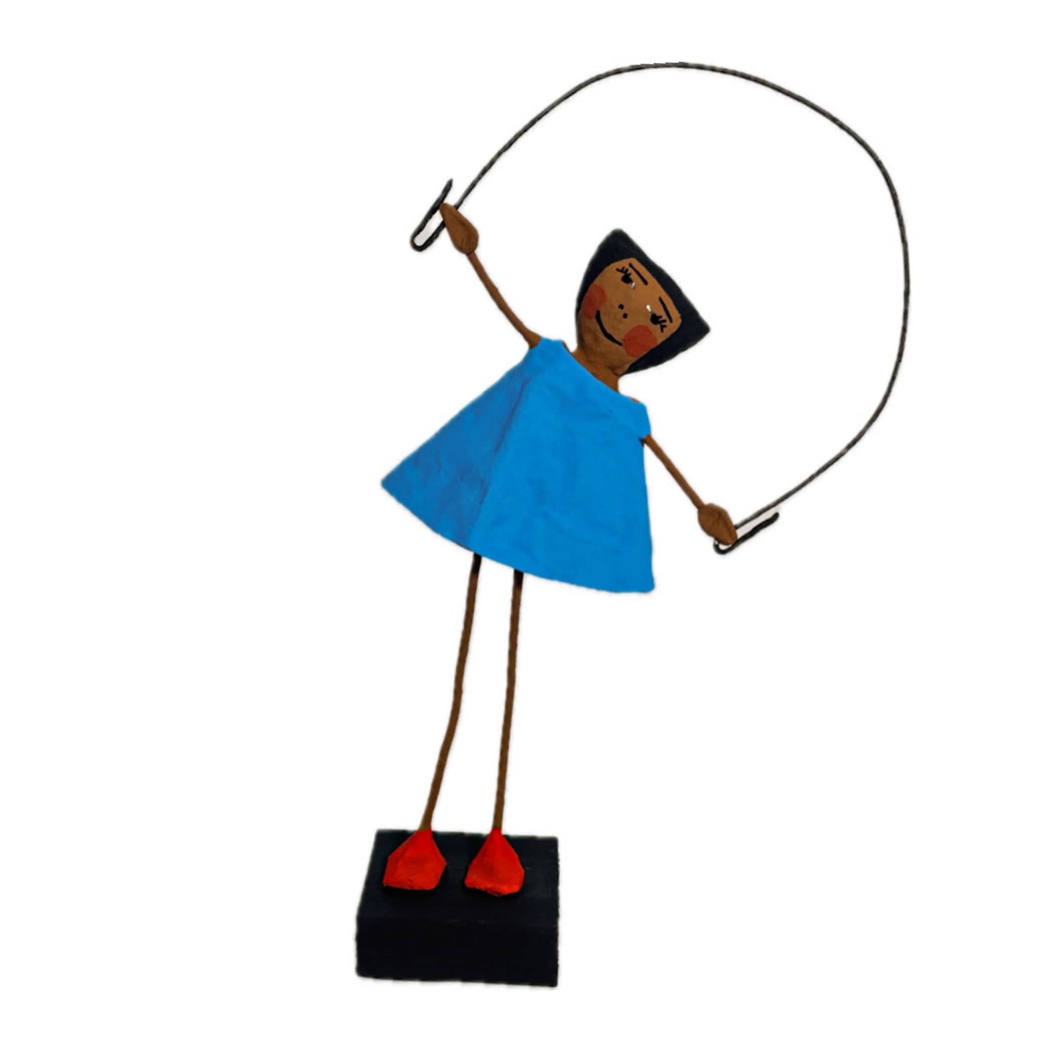 Escultura Brincadeira Infantil Pulando Corda - Azul 01