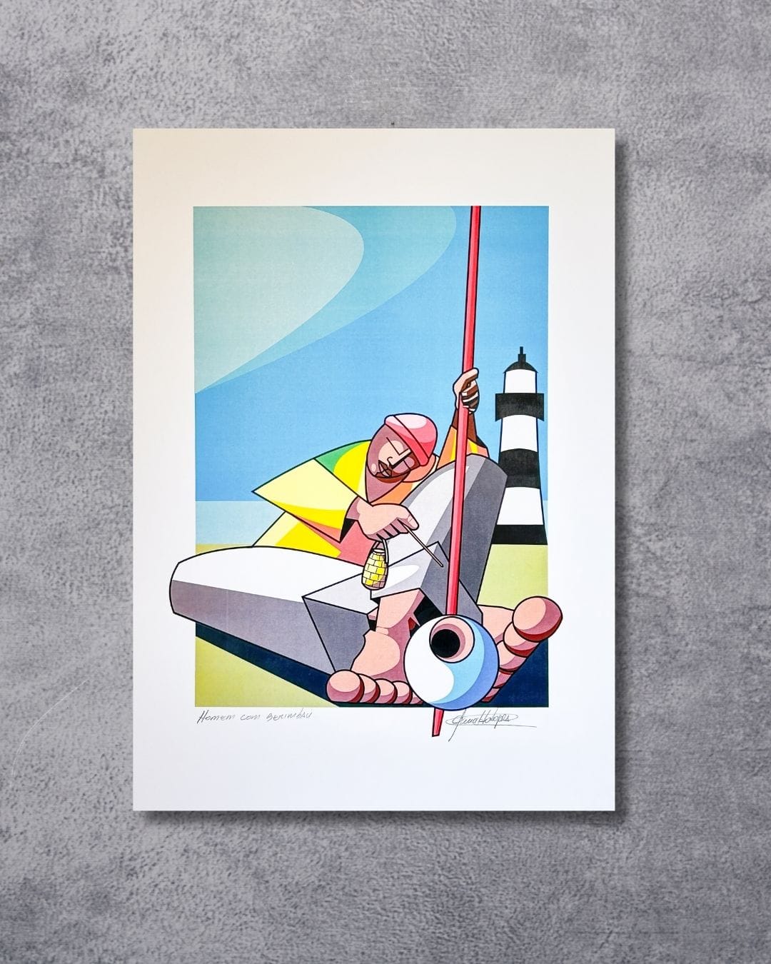 Gravura Homem com Berimbau - 42 x 30 cm