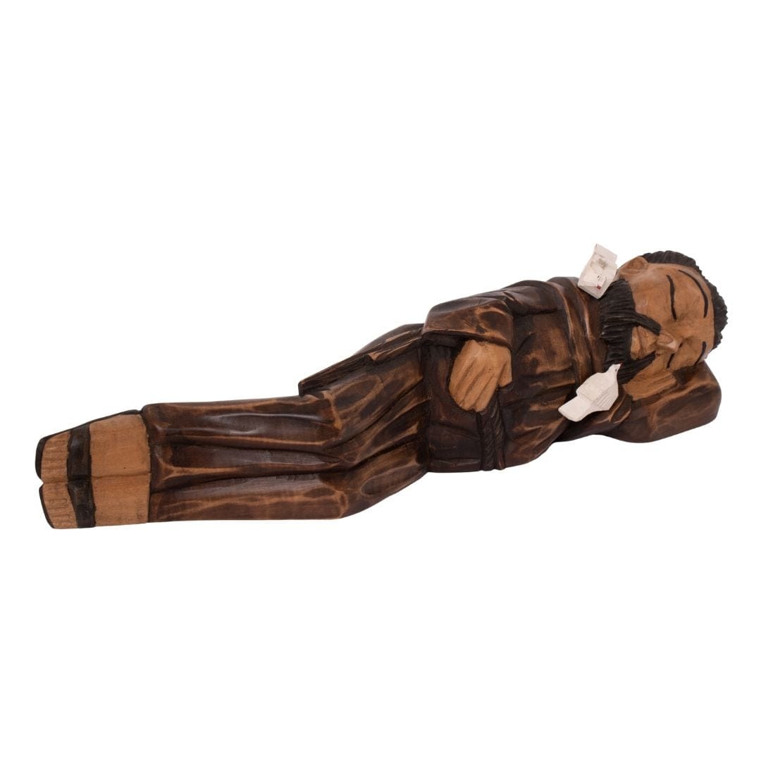 Escultura São Francisco Deitado em Madeira G