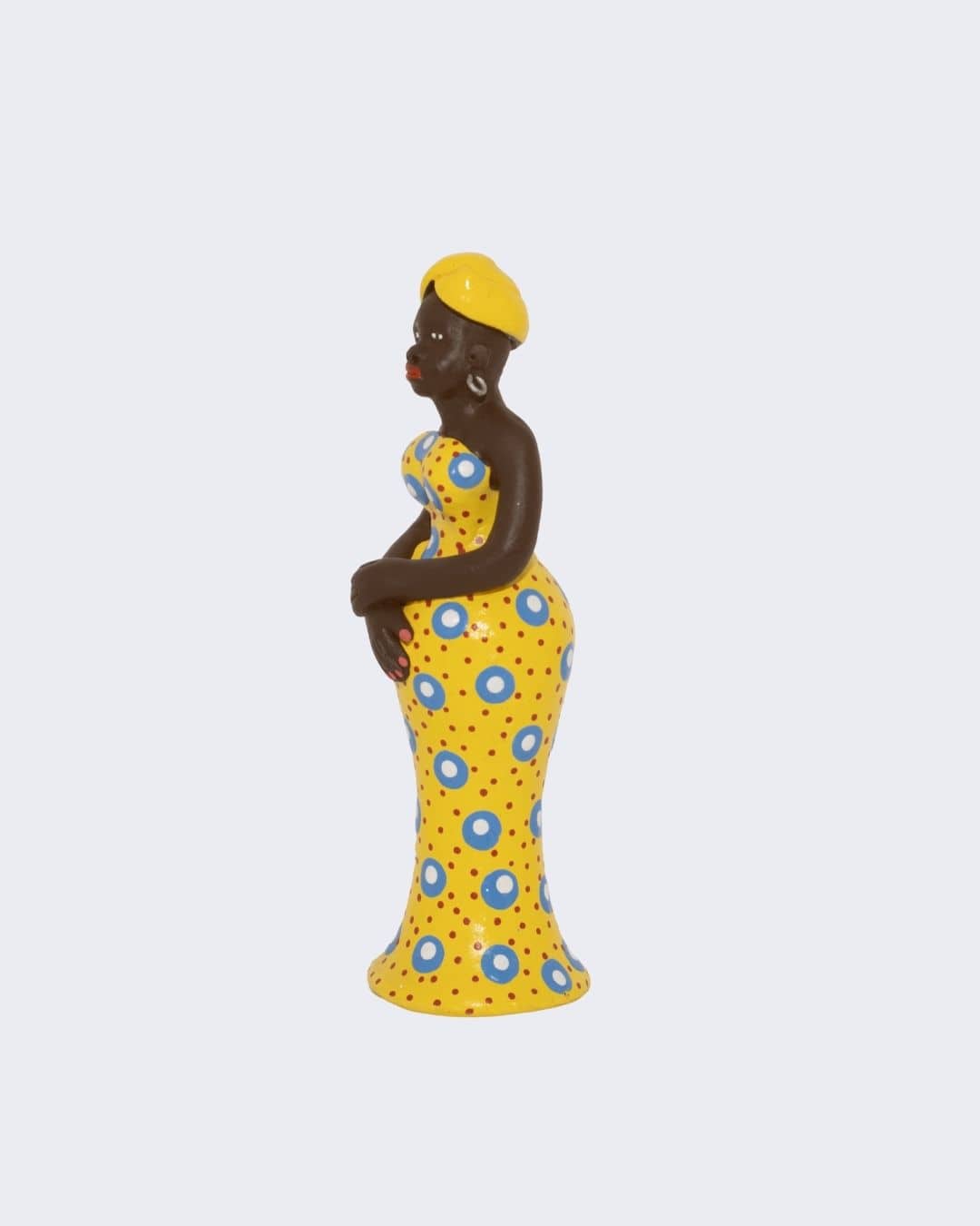 Escultura Dondoca fina em Cerâmica Amarelo