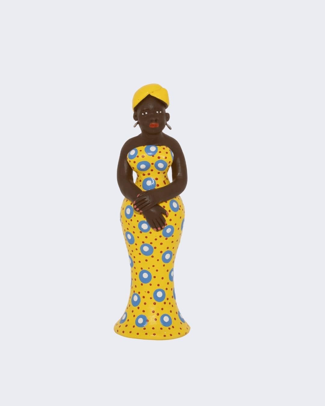 Escultura Dondoca fina em Cerâmica Amarelo