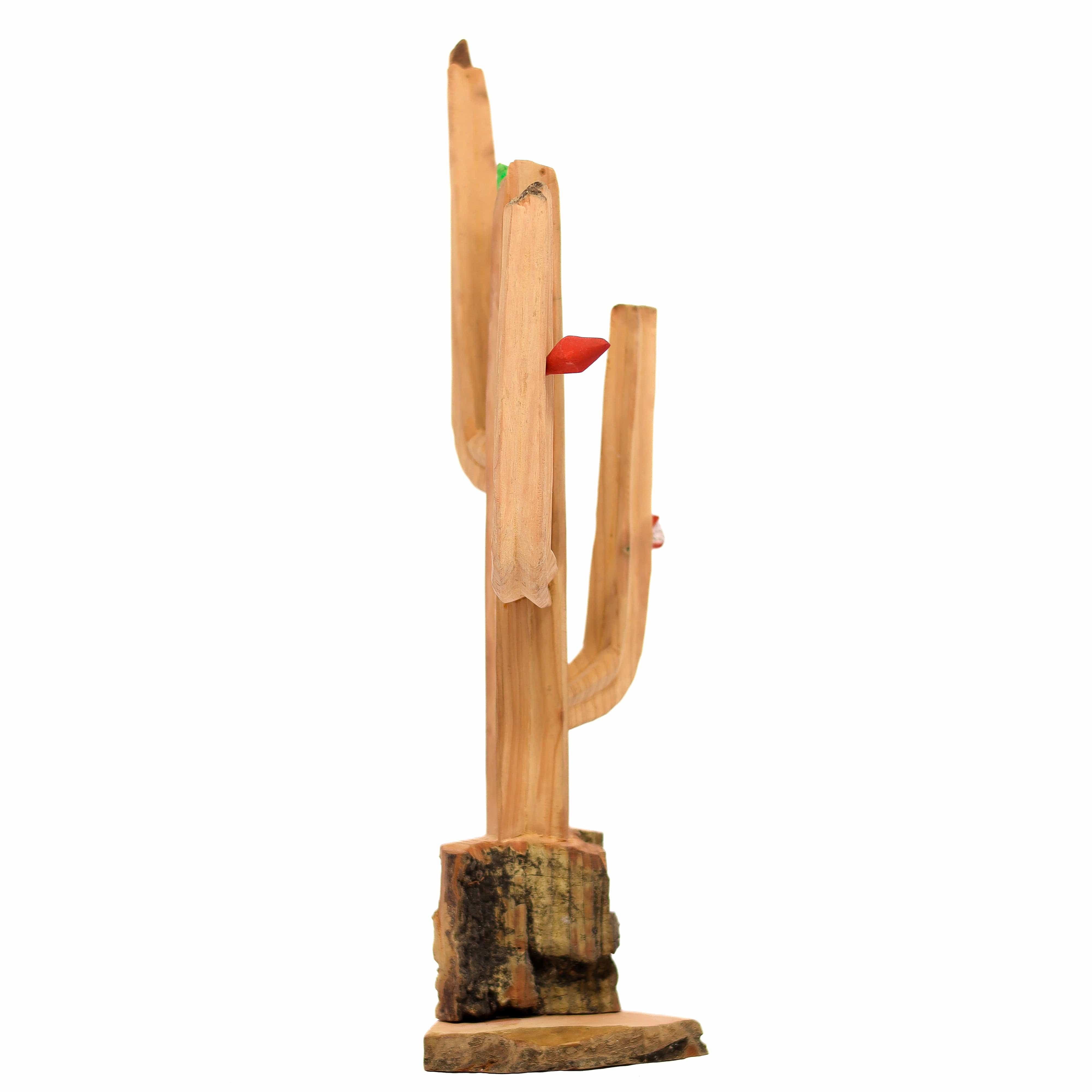 Escultura Cacto Talhado na Madeira CMS G