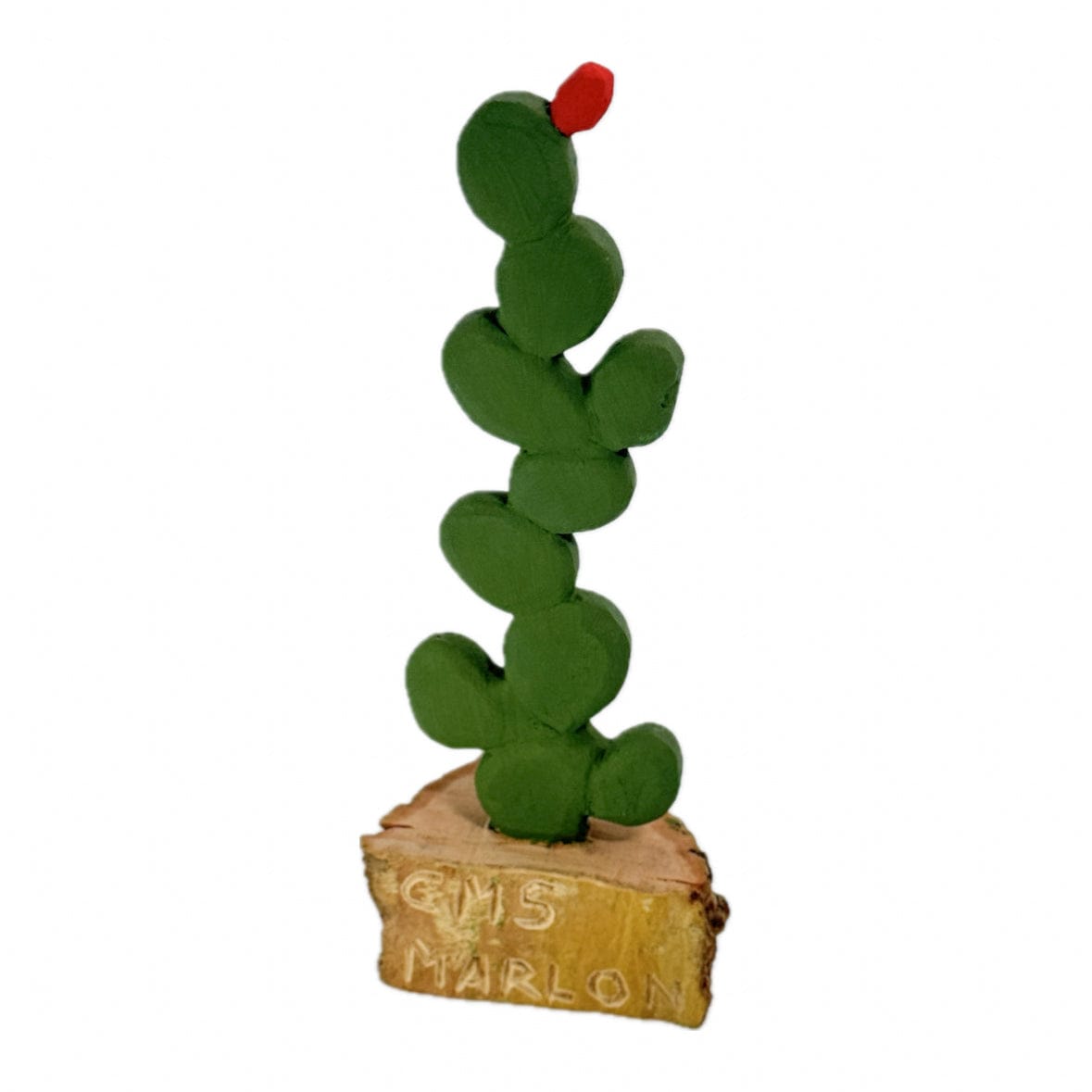 Escultura Cacto Talhado na Madeira CMS P 01