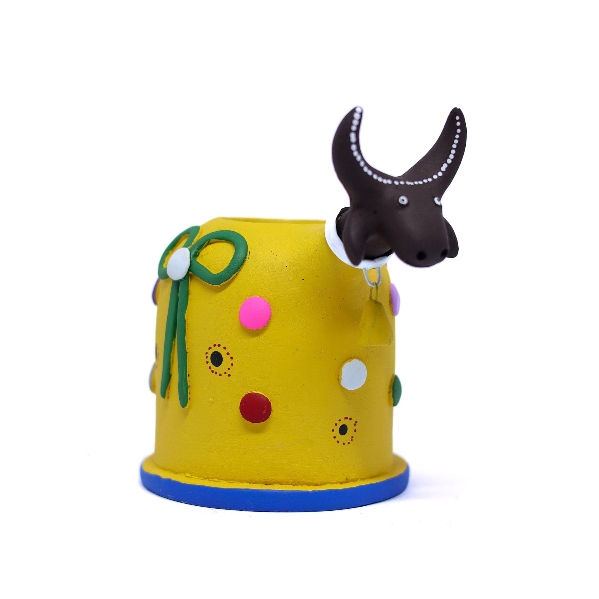 Escultura Bumbinha Porta Lápis em Cerâmica Amarelo
