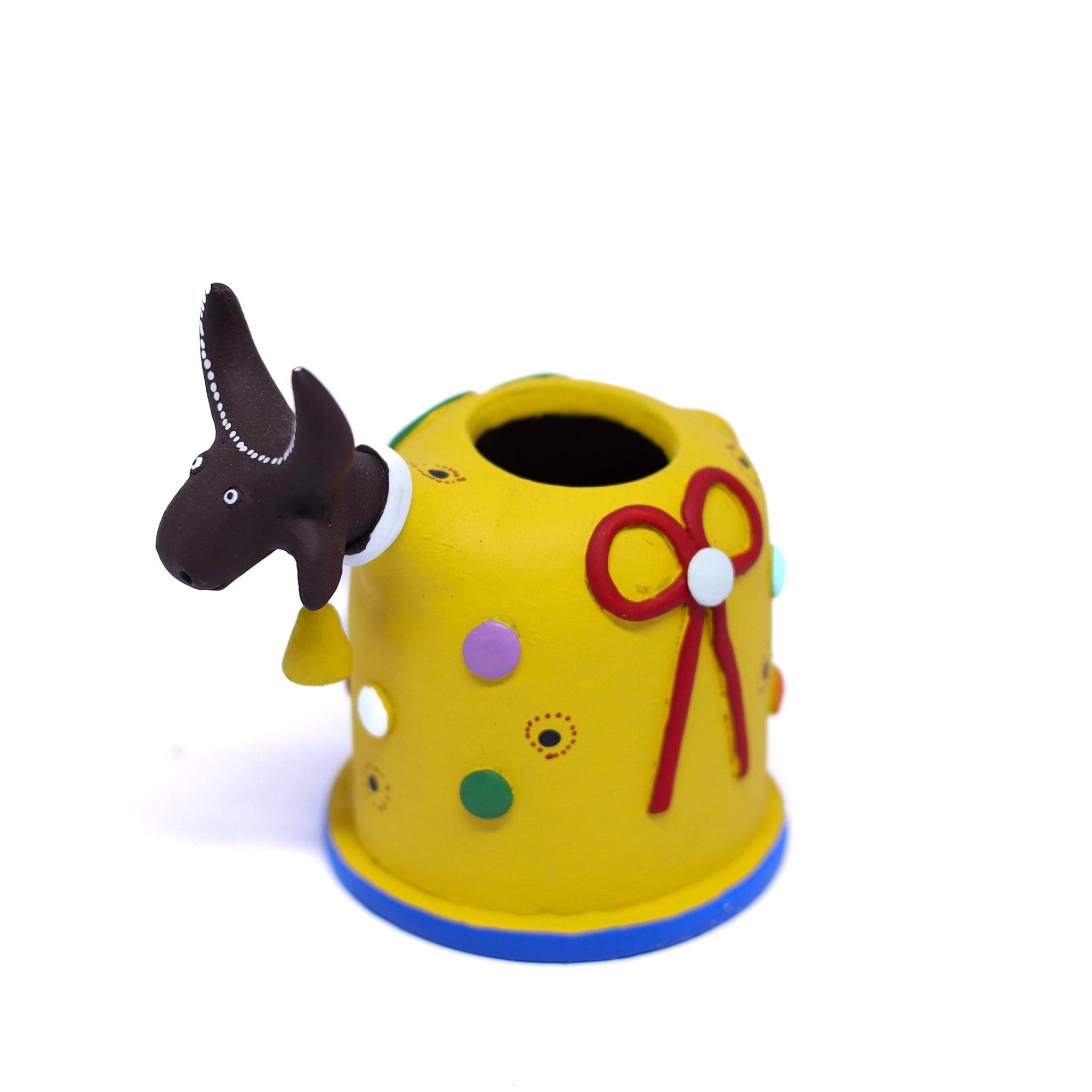 Escultura Bumbinha Porta Lápis em Cerâmica Amarelo