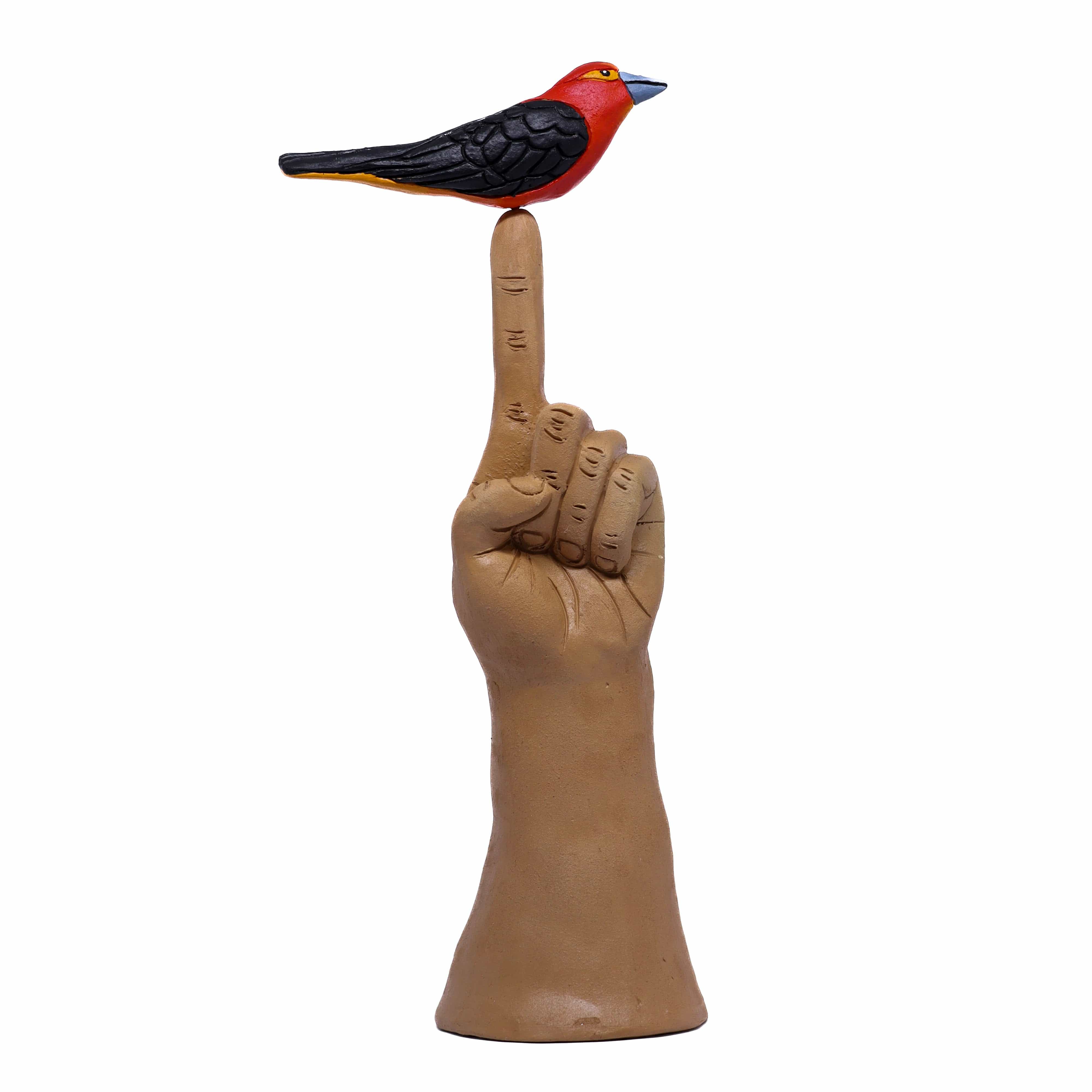 Escultura Amor Tiê-Sangue em Cerâmica