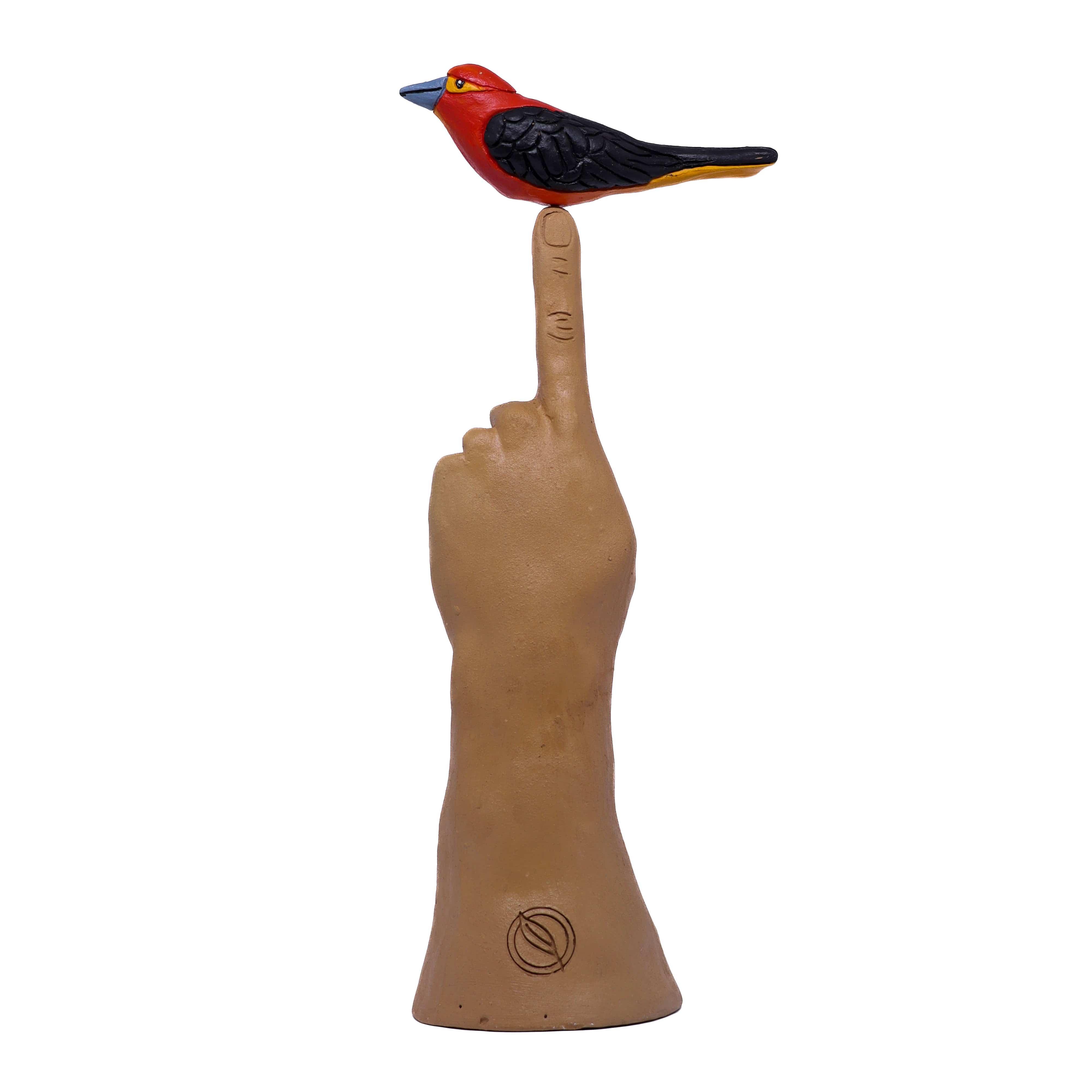 Escultura Amor Tiê-Sangue em Cerâmica