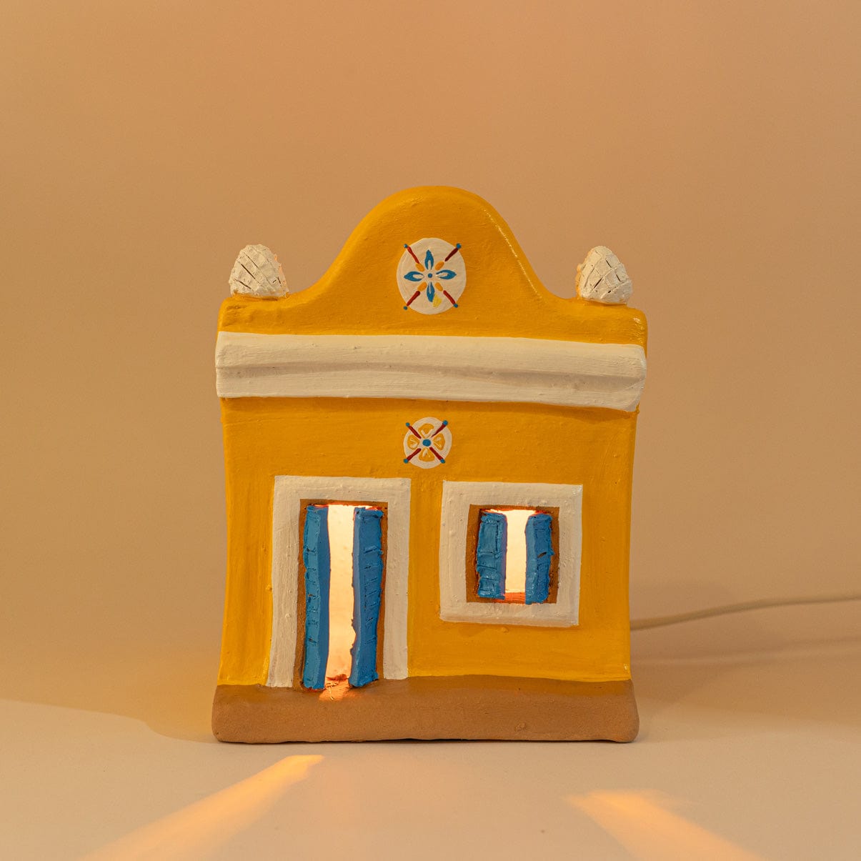 Luminária Artesanal - Casario Amarelo P