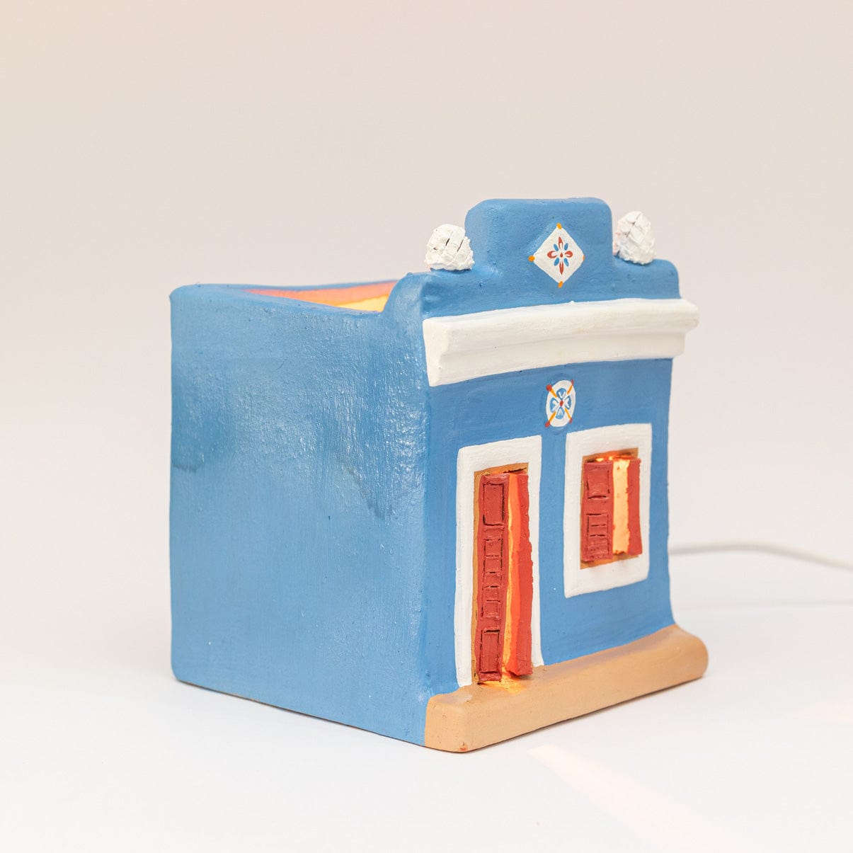 Luminária Artesanal - Casario Azul P