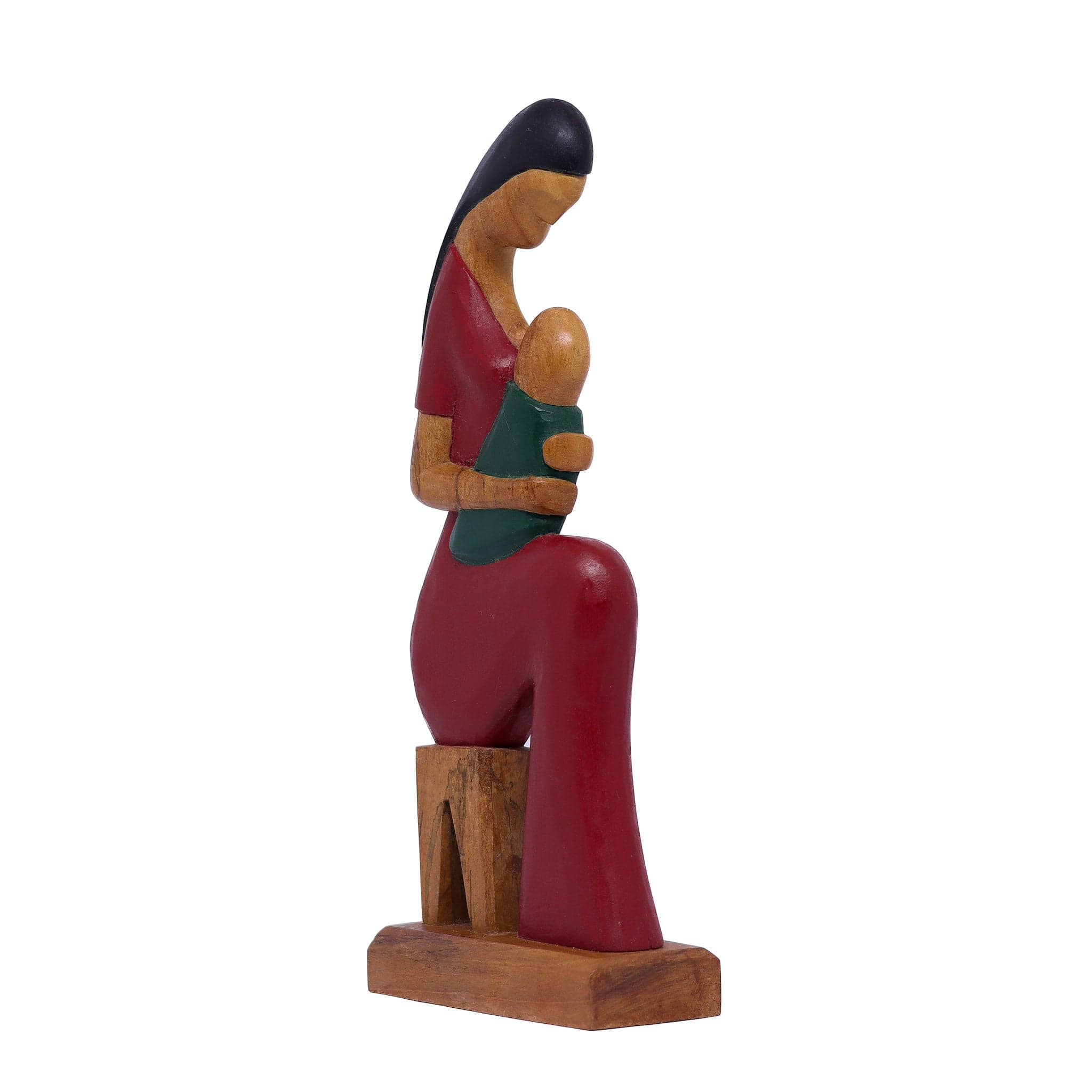 Escultura Gestante Madeira Sentada M 04