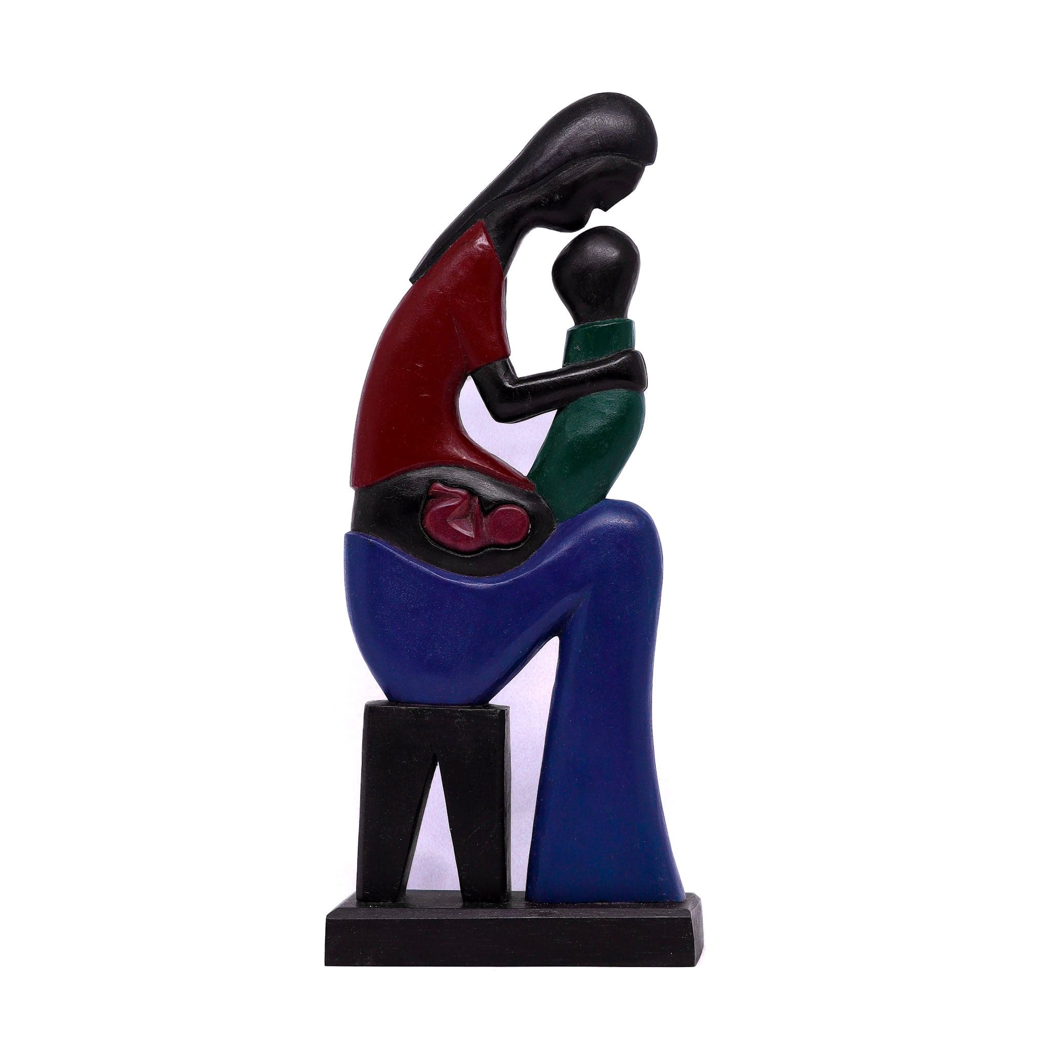 Escultura Gestante Madeira Sentada M 06