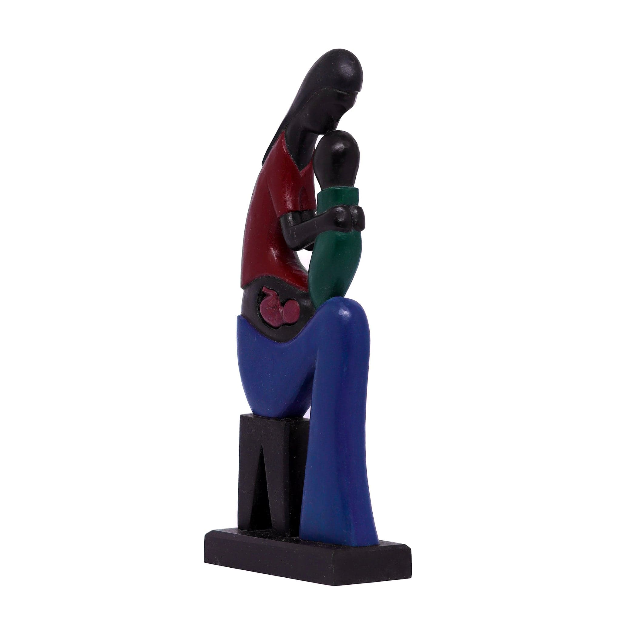 Escultura Gestante Madeira Sentada M 06