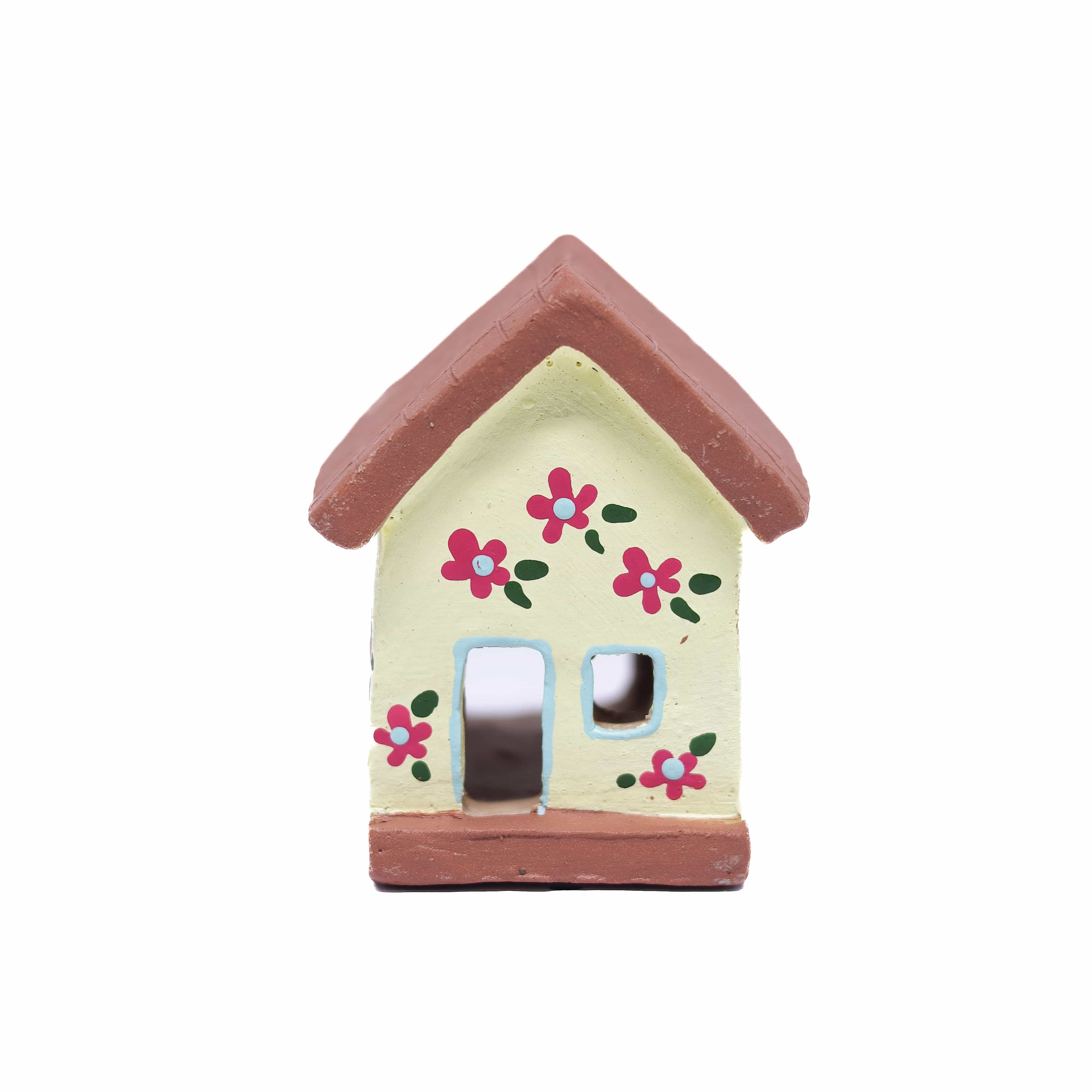 Escultura Casinha Creme em Cerâmica