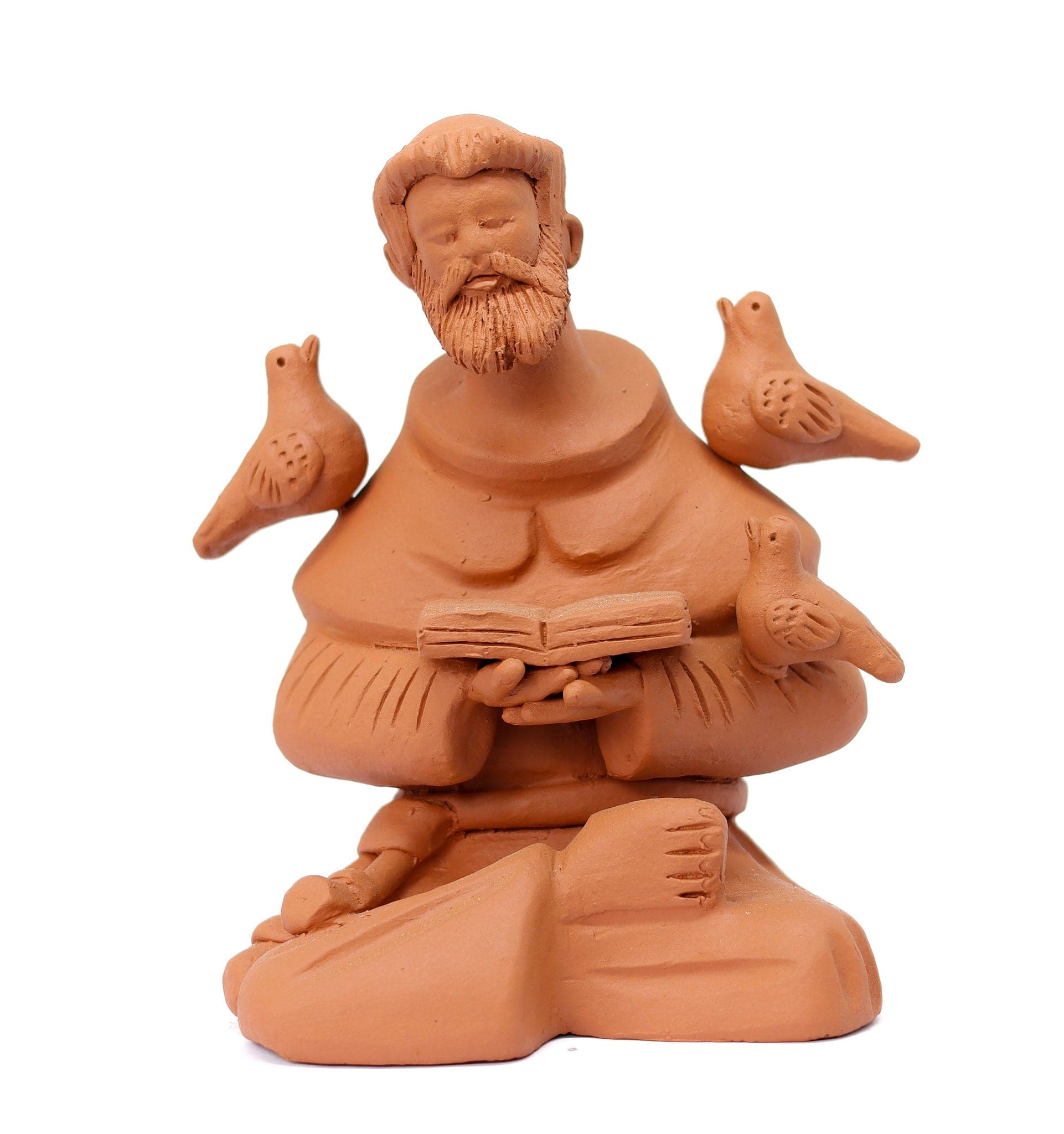 Escultura São Francisco Meditando em Barro 01