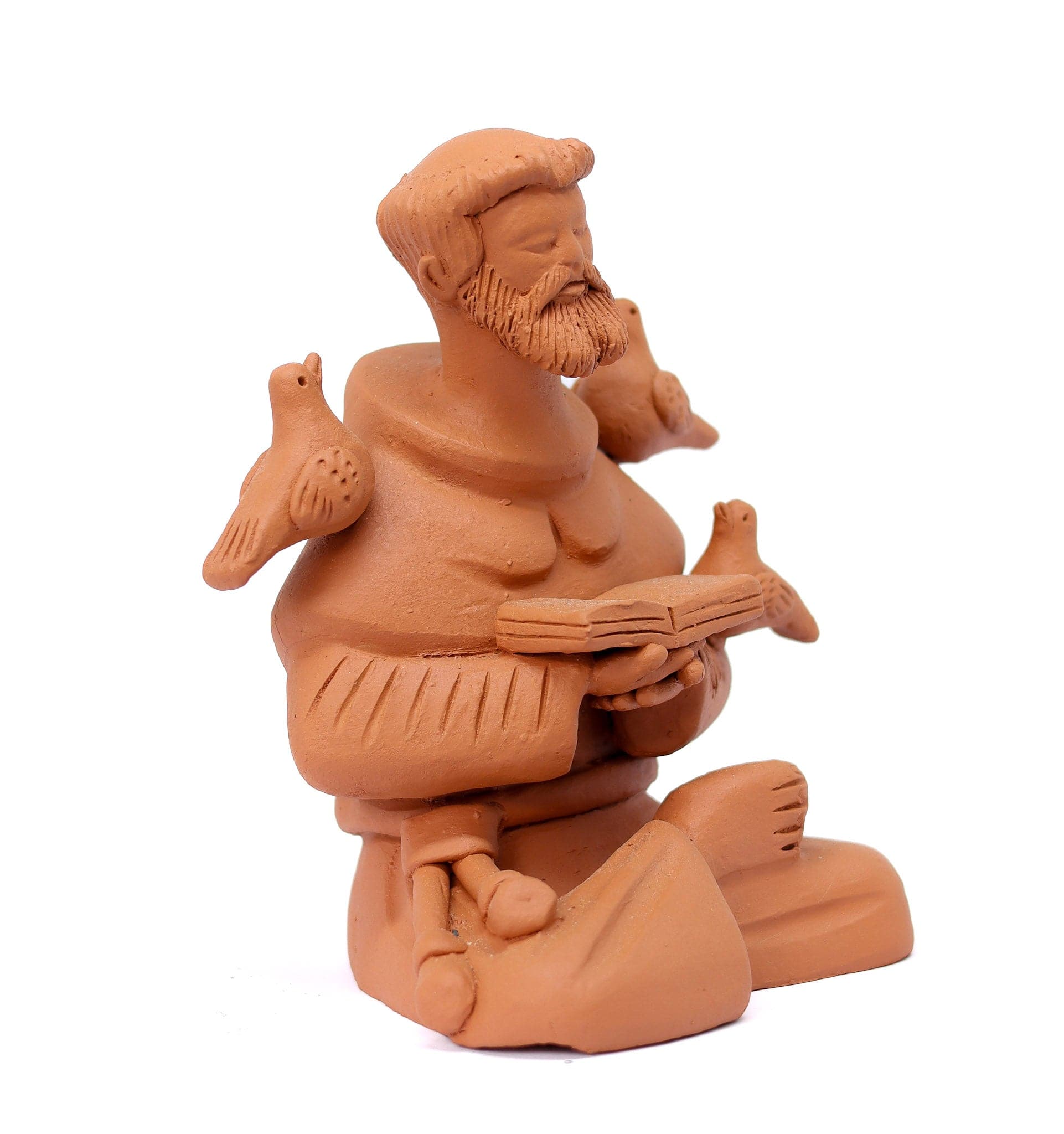 Escultura São Francisco Meditando em Barro 01