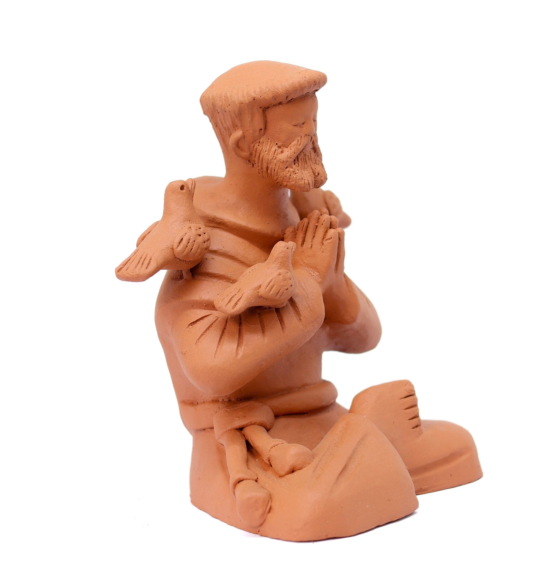 Escultura São Francisco Meditando em Barro 02