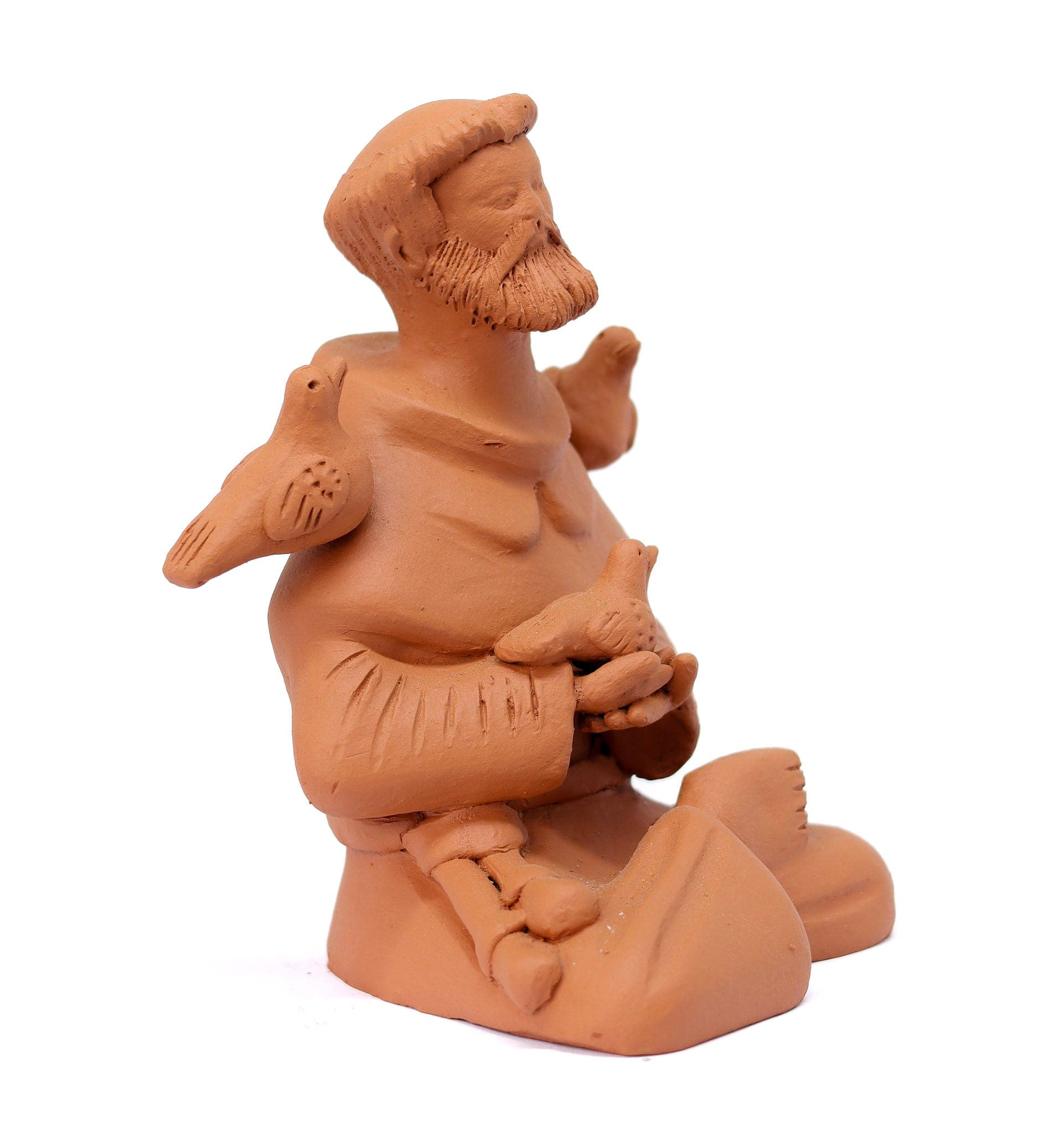 Escultura São Francisco Meditando em Barro 03