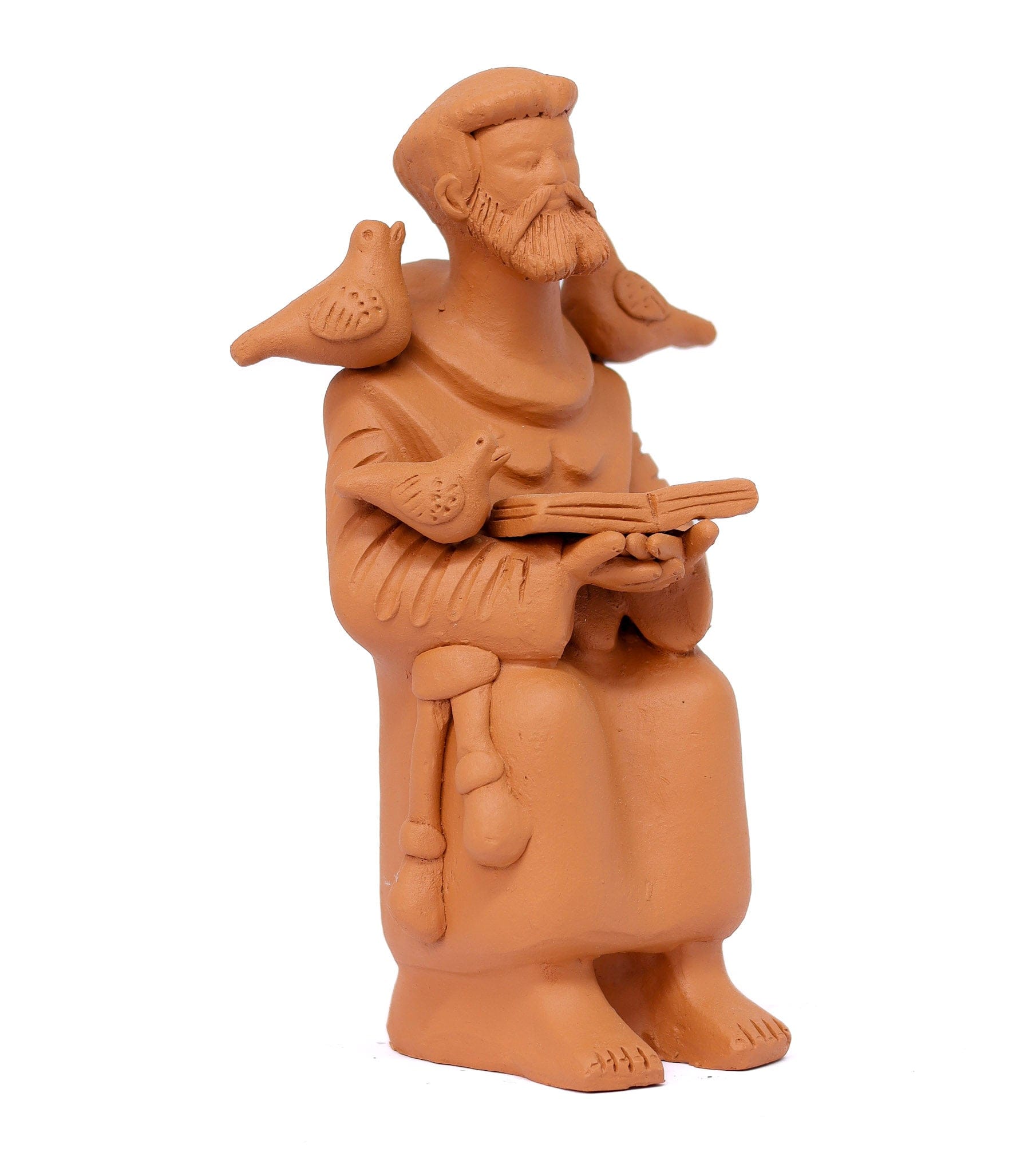 Escultura São Francisco Sentado em Barro 02