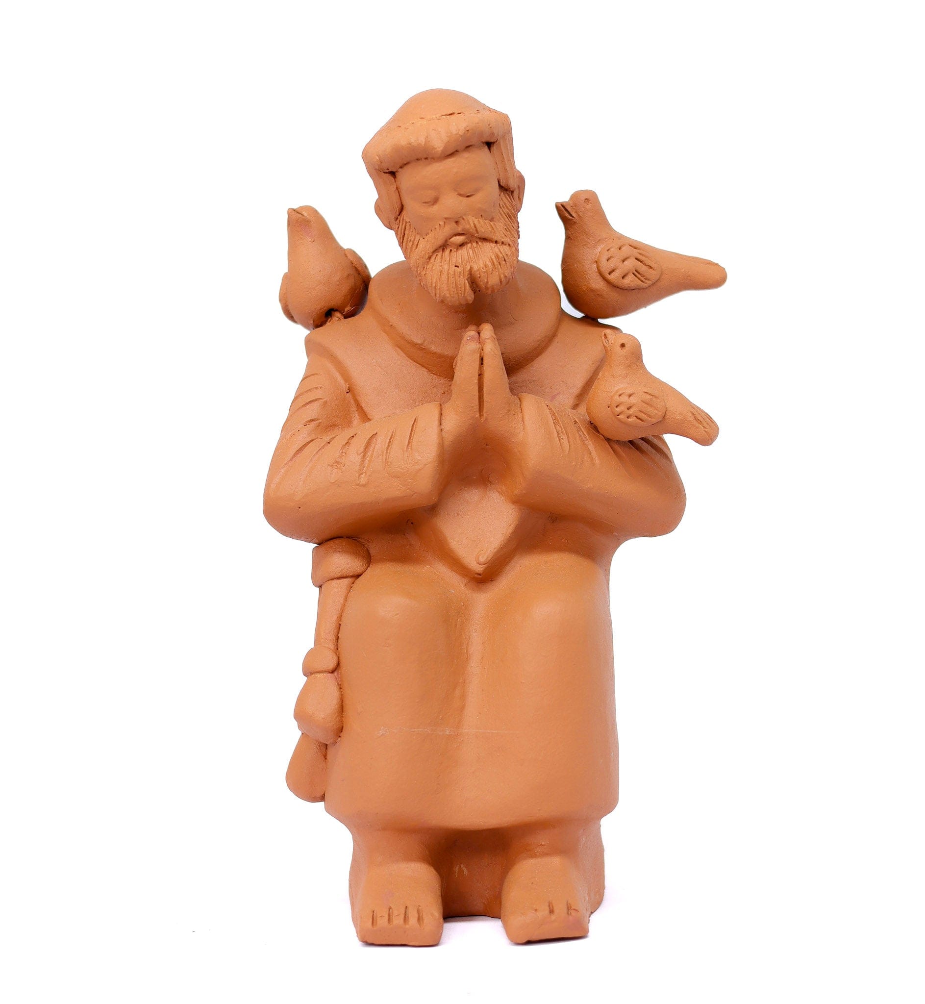 Escultura São Francisco Sentado em Barro 01
