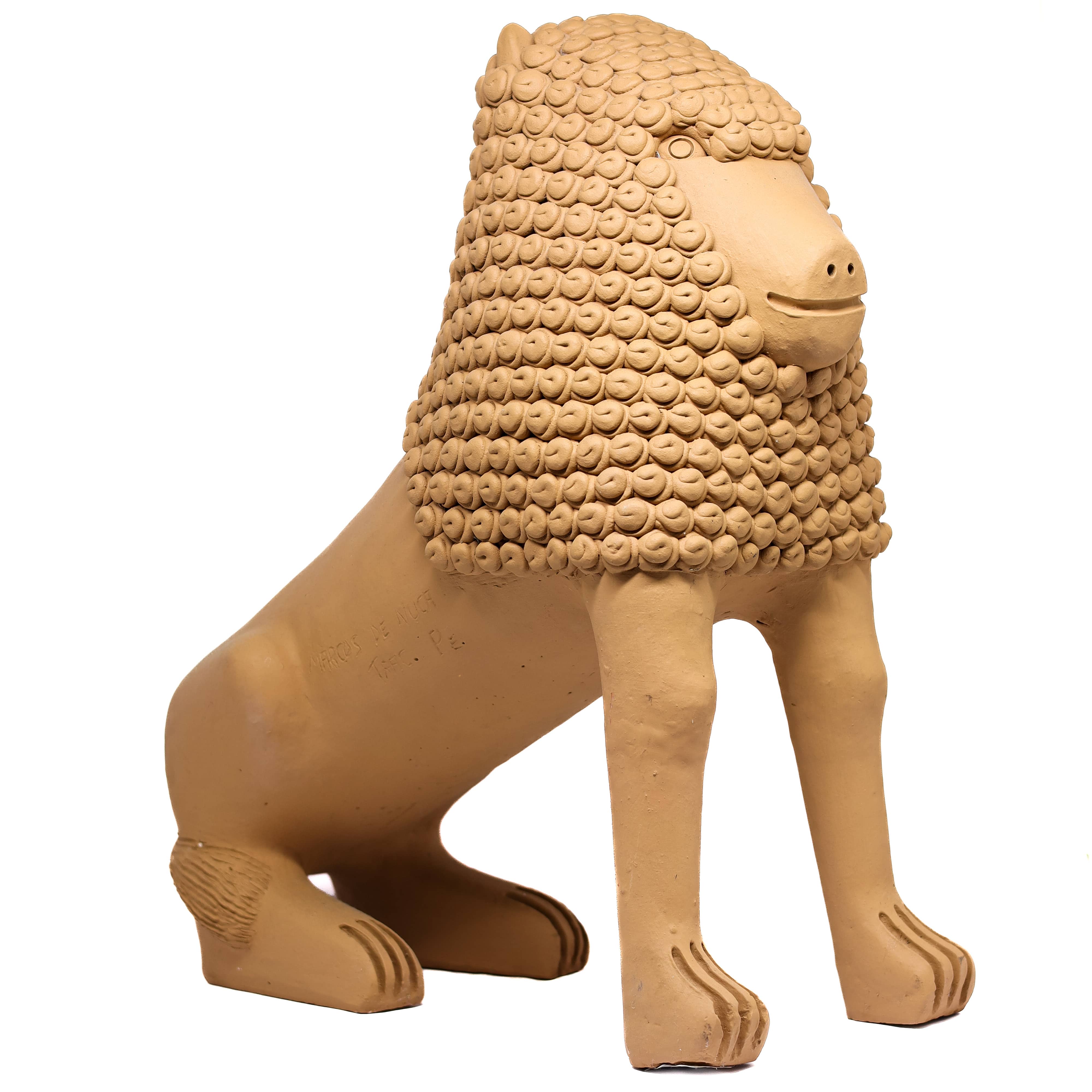 Escultura Leão em Cerâmica 50 cm