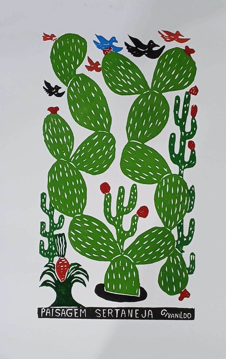 Xilogravura Paisagem Sertaneja - 66 X 48 cm - TIRAGEM CONTROLADA