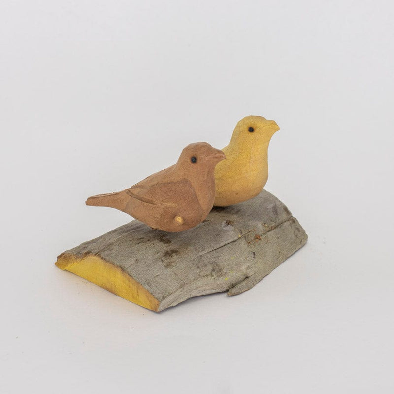 Escultura Base com 2 Pássaros de Madeira P 08