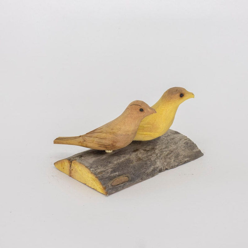 Escultura Base com 2 Pássaros de Madeira P 10
