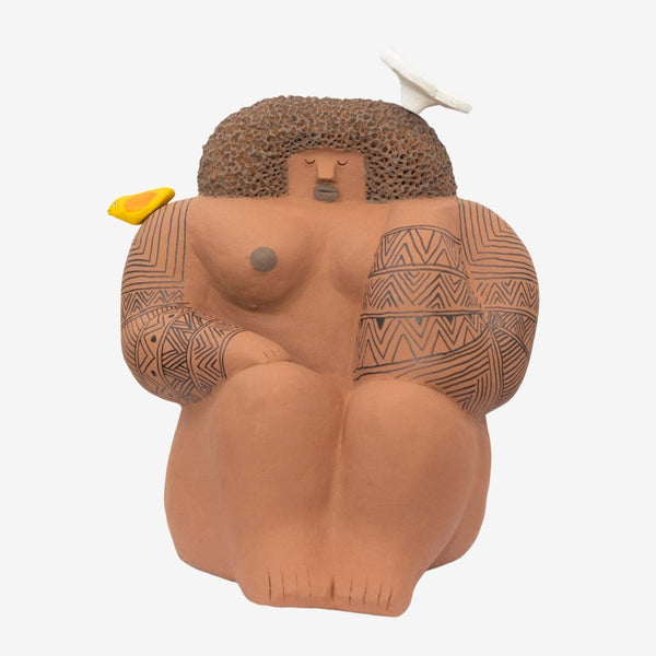 Escultura Jurema Sentada em Cerâmica 01