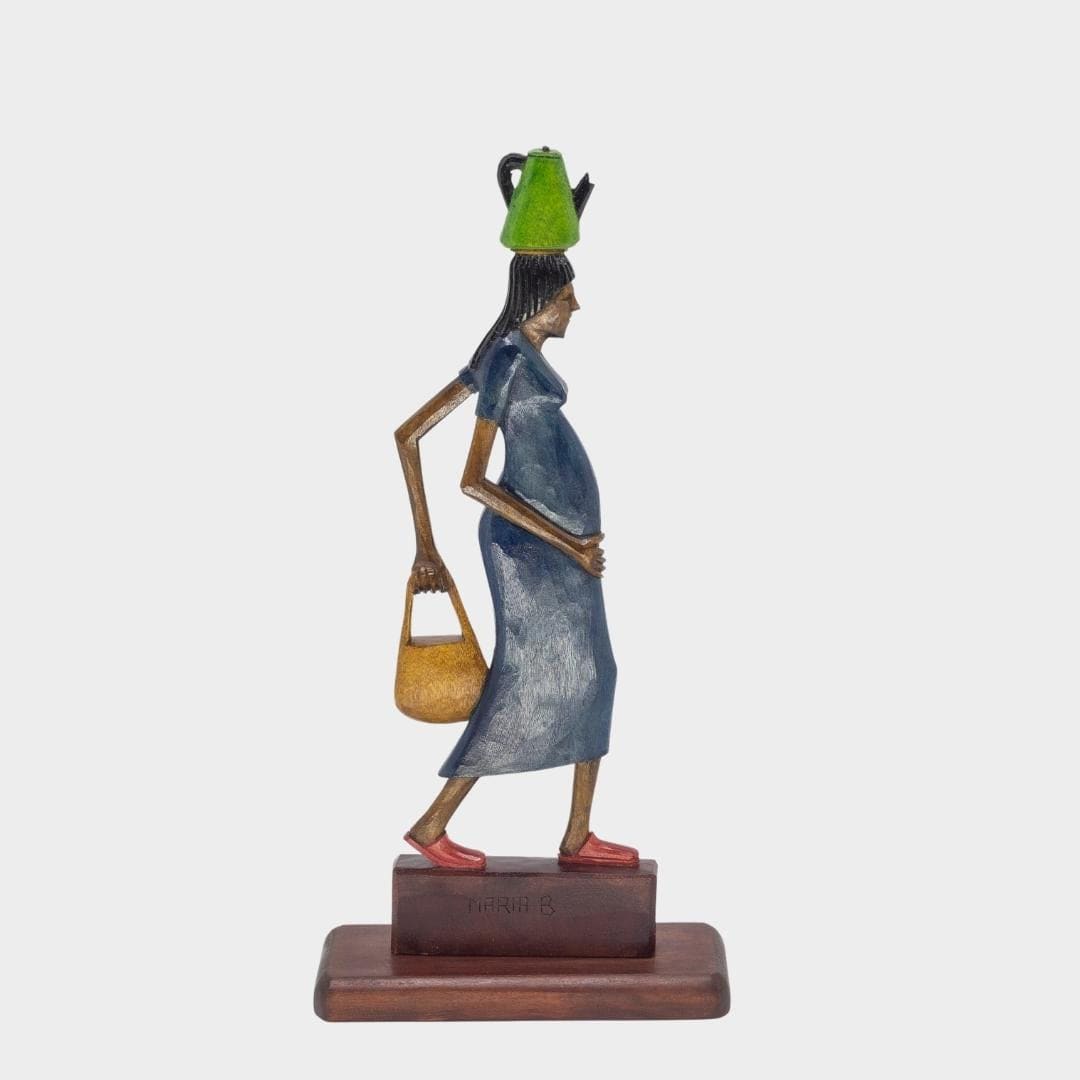 Escultura Retirante em Madeira 32 cm