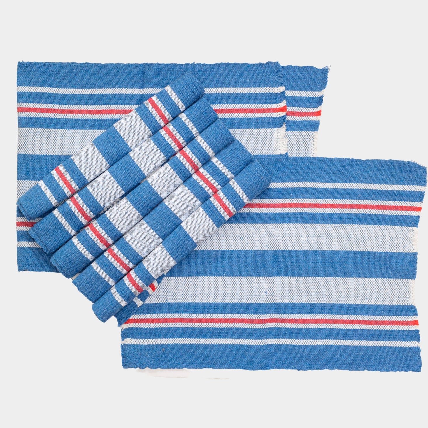 Jogo Americano com 7 Peças - Azul com Listras