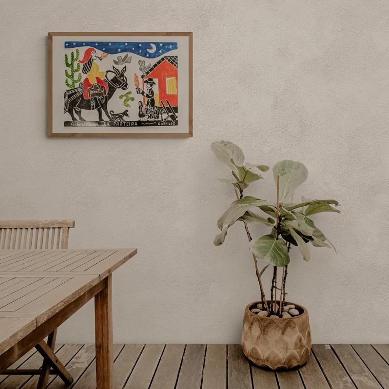 Xilogravura A Chegada da Parteira - 48 X 66 cm