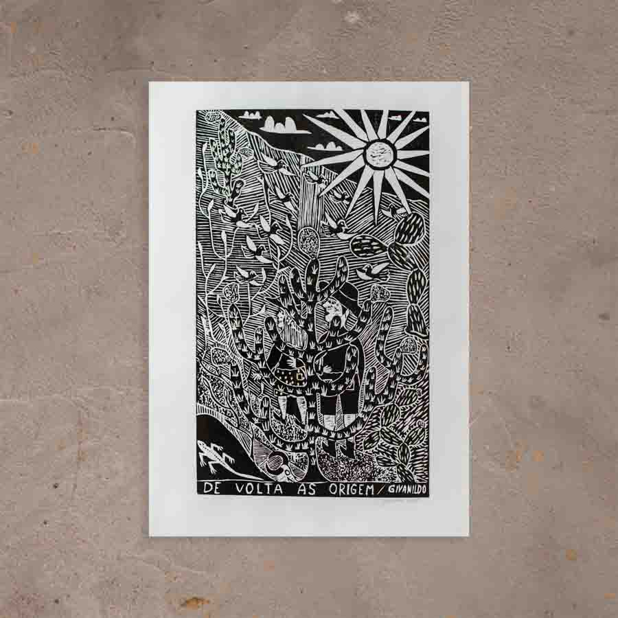 Xilogravura De Volta as Origens - 66 X 48 cm