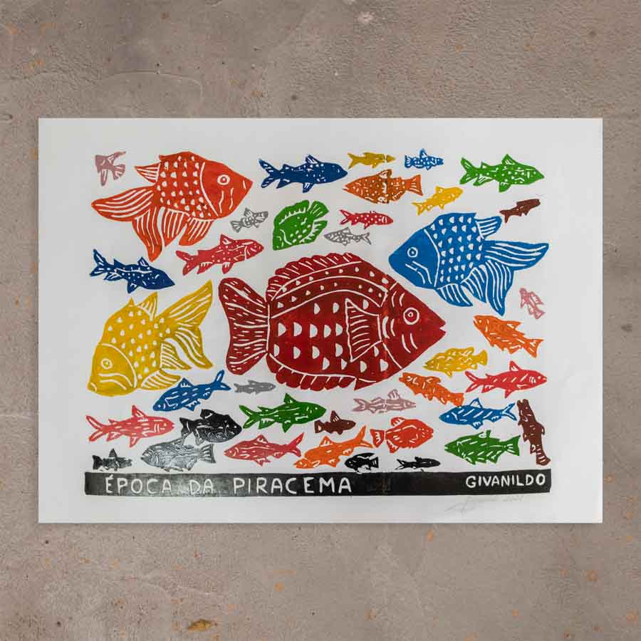 Xilogravura Época da Piracema - 48 X 66 cm