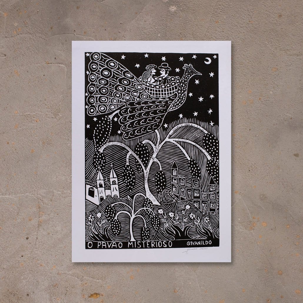 Xilogravura O Pavão Misterioso - 66 X 48 cm