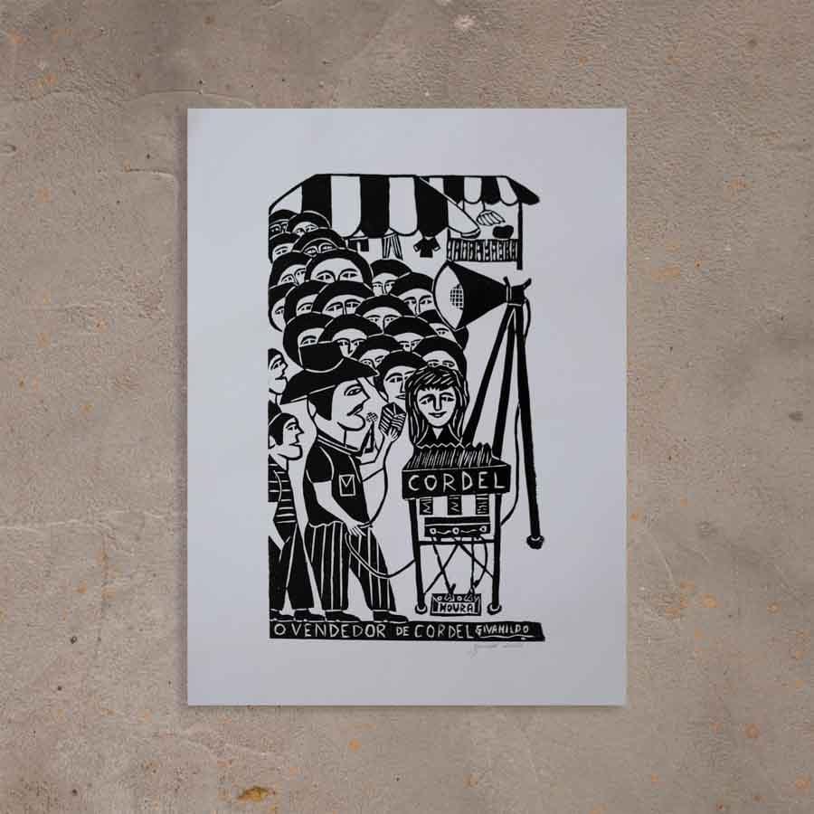 Xilogravura O Vendedor de Cordel - 66 X 48 cm