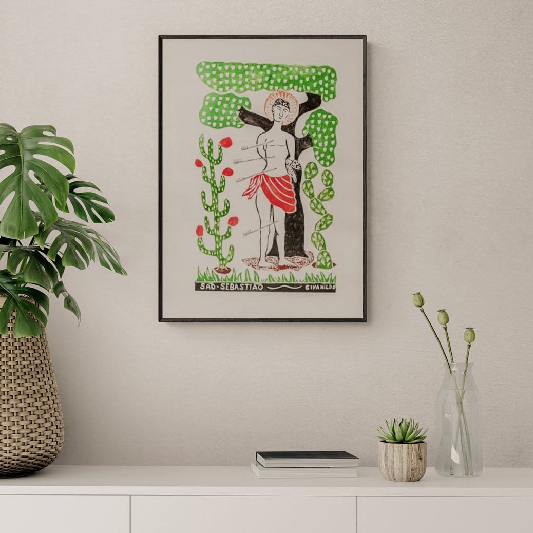 Xilogravura São Sebastião - 66 X 48 cm