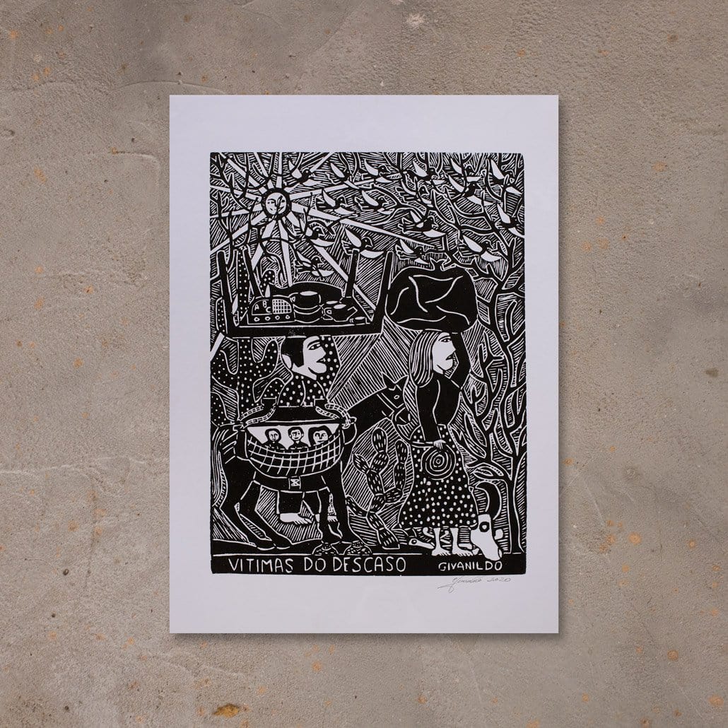 Xilogravura Vitimas do Descaso - 66 X 48 cm