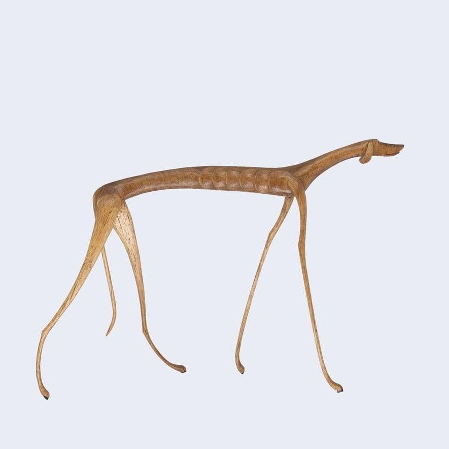 Escultura Cachorro Baleia em Madeira