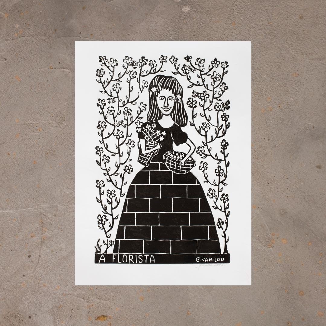 Xilogravura A Florista - 66 X 48 cm