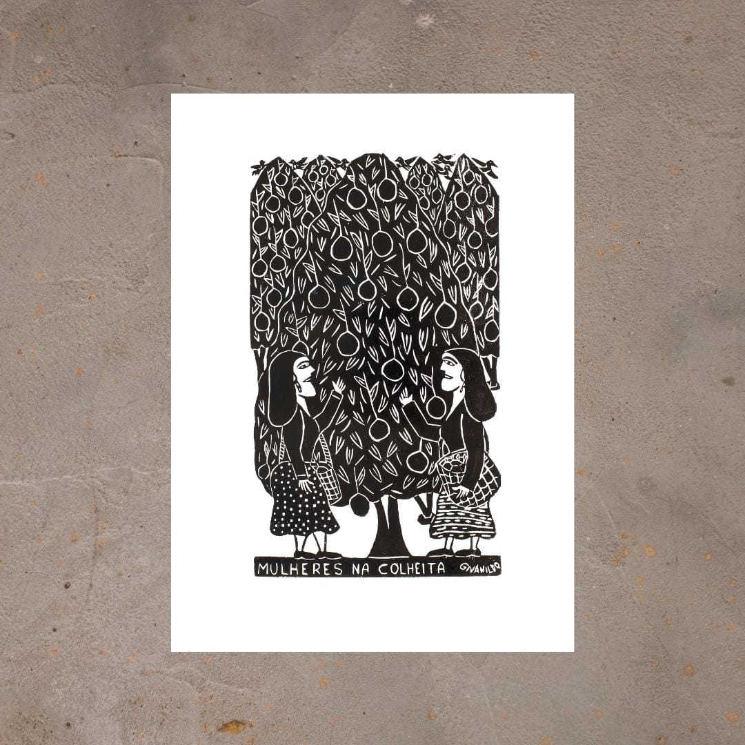 Xilogravura Mulheres na Colheita - 66 X 48 cm