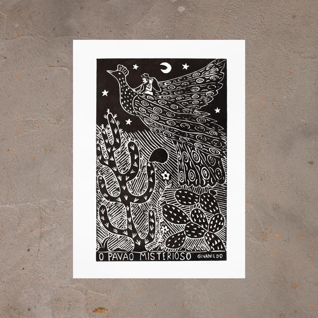 Xilogravura O Pavão Misterioso - 66 X 48 cm