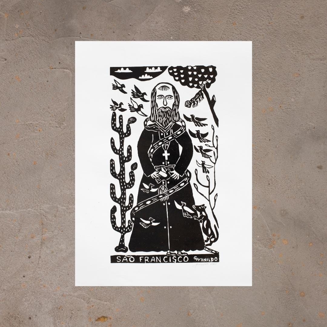 Xilogravura São Francisco - 66 X 48 cm