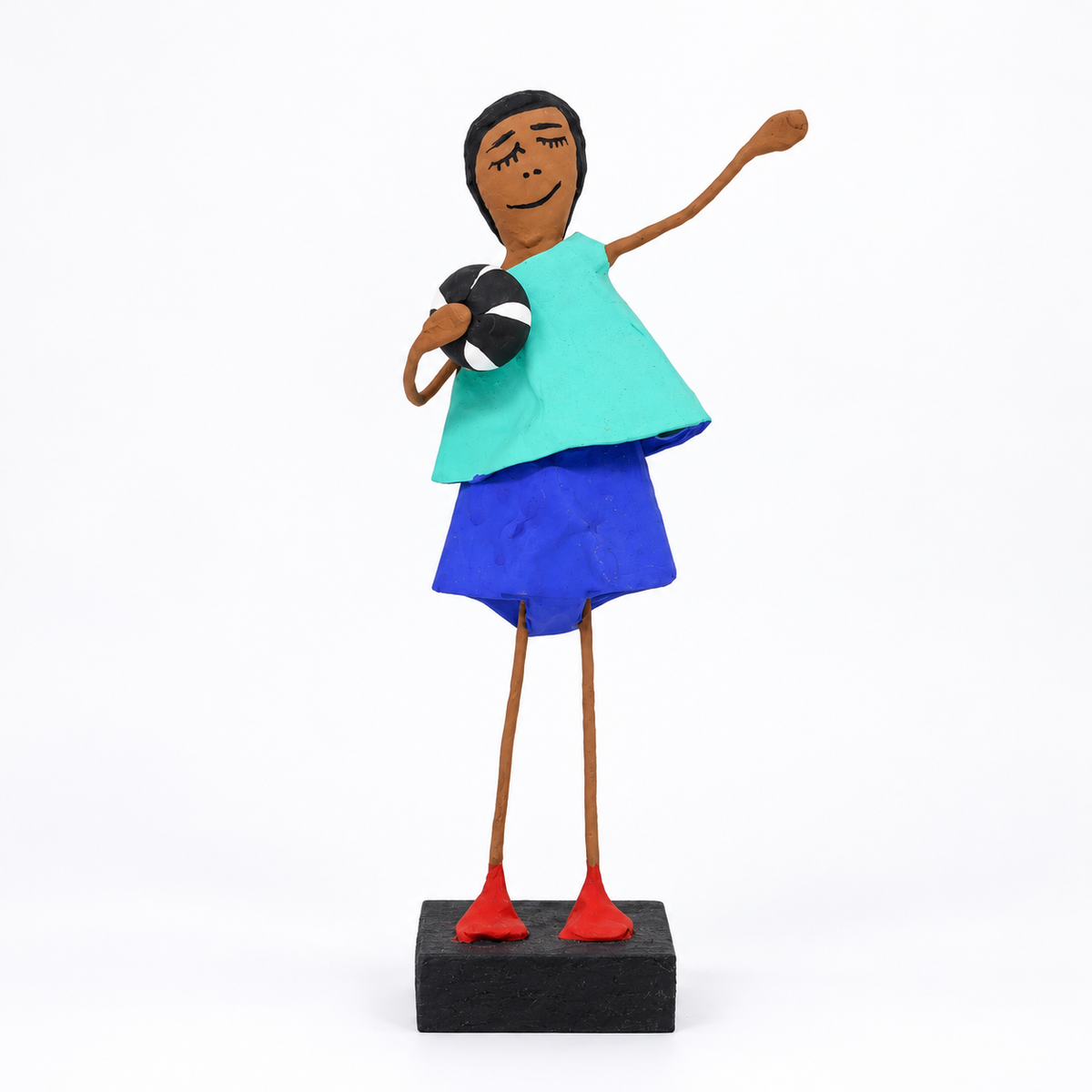Escultura Brincadeira Infantil com Bola  - Azul 11