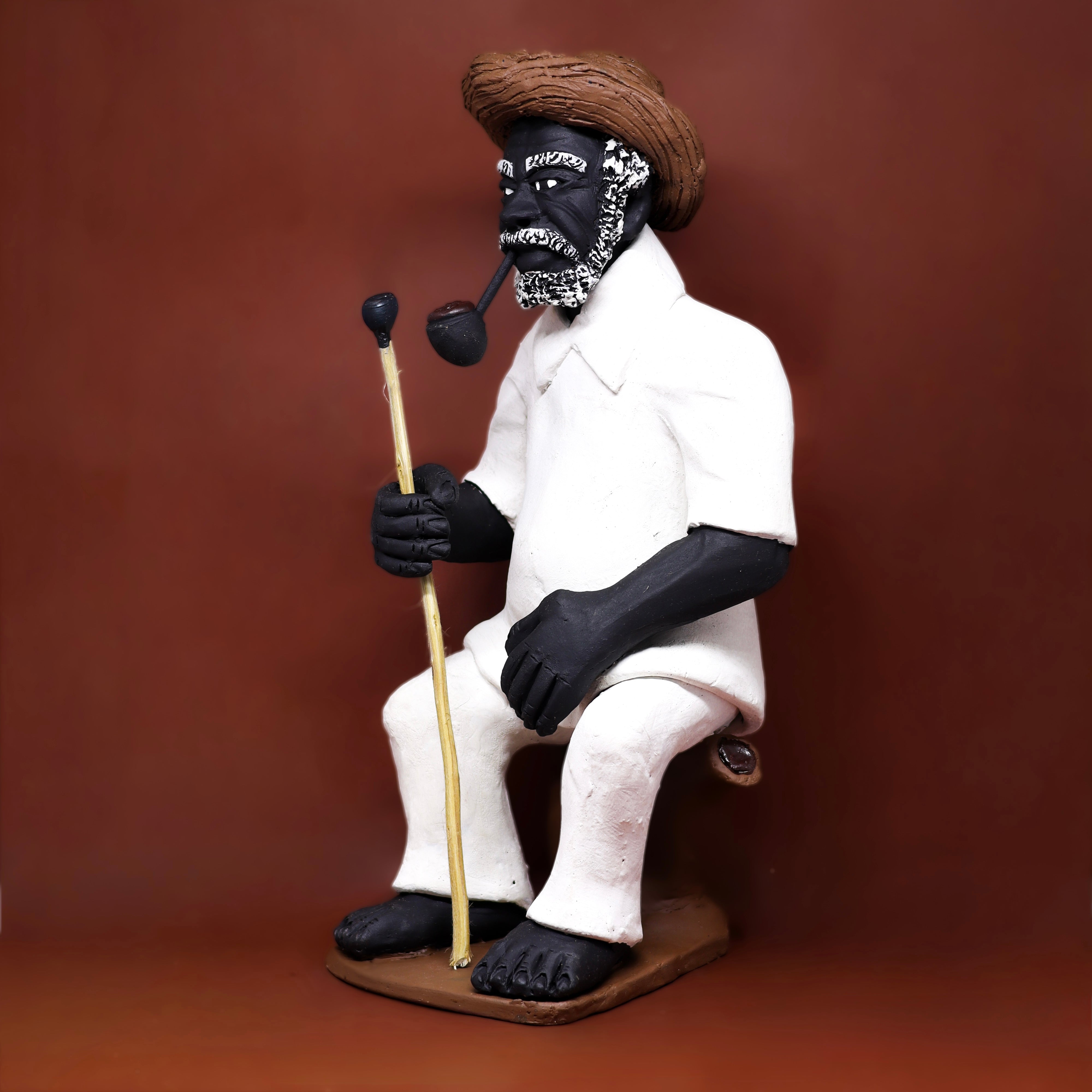 Imagem Preto Velho Sentado em Cerâmica 40 cm