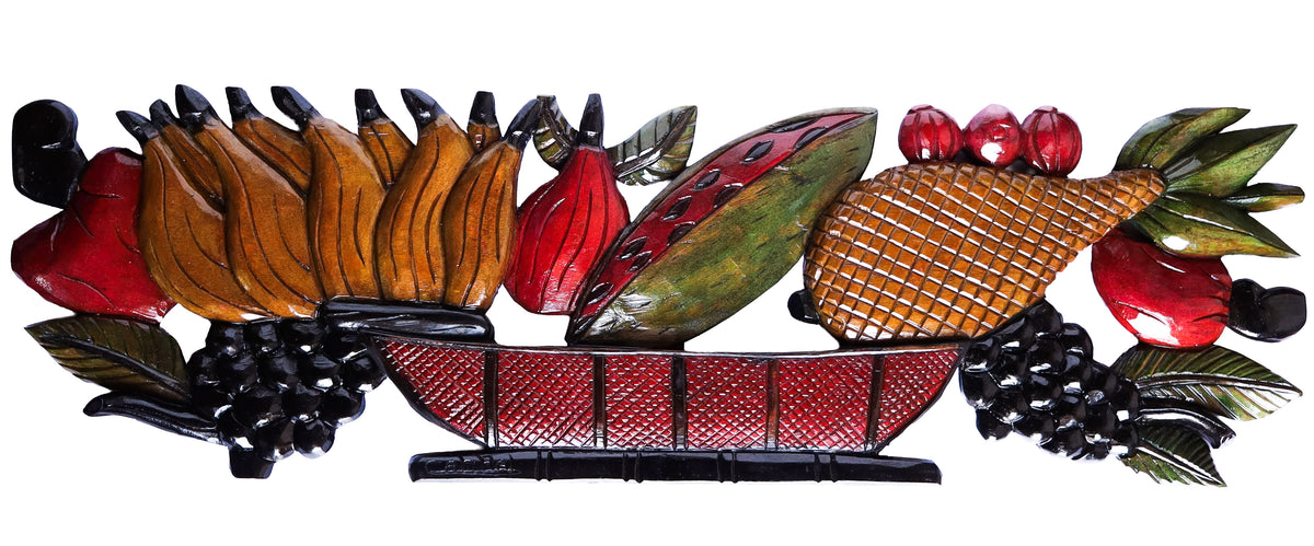 Figura Fruteira Entalhada na Madeira 30 x 100 cm